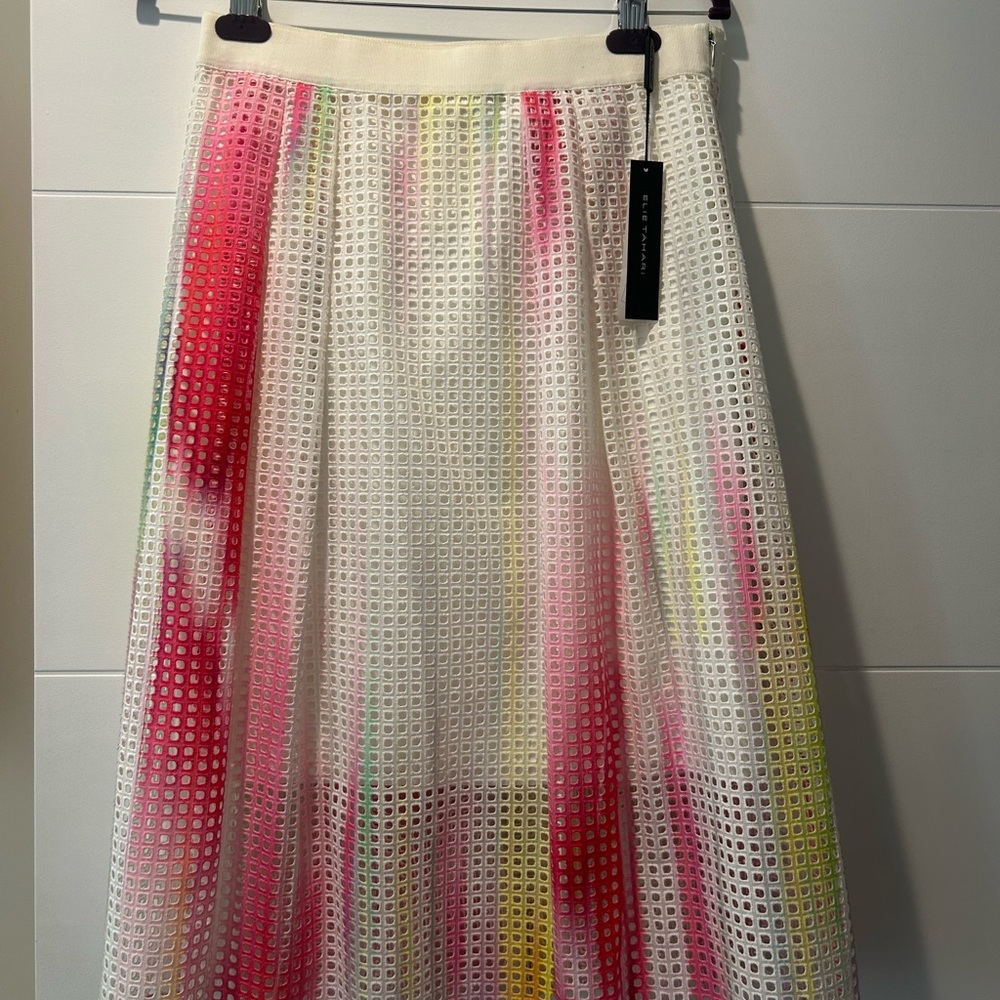 Elie Tahari Colorful Perforated A-Line Skirt